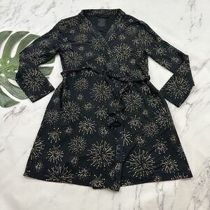 Me Undies Womens Robe Size XS/S Black Gold Fireworks Star Print Short Soft